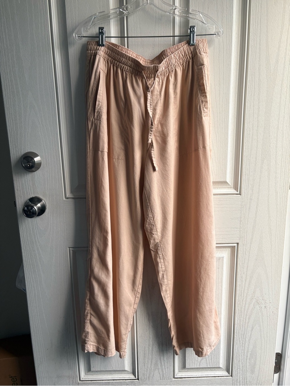 Serra Linen Blend Wide Leg Pants Neutral Beige Lounge Relaxed Fit Women’s Large - Picture 2 of 4